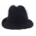 Mohair Wool Blend Black Fedora Hat Made In Italy Fuzzy Outer Cool Unique Hat  eb-53955301